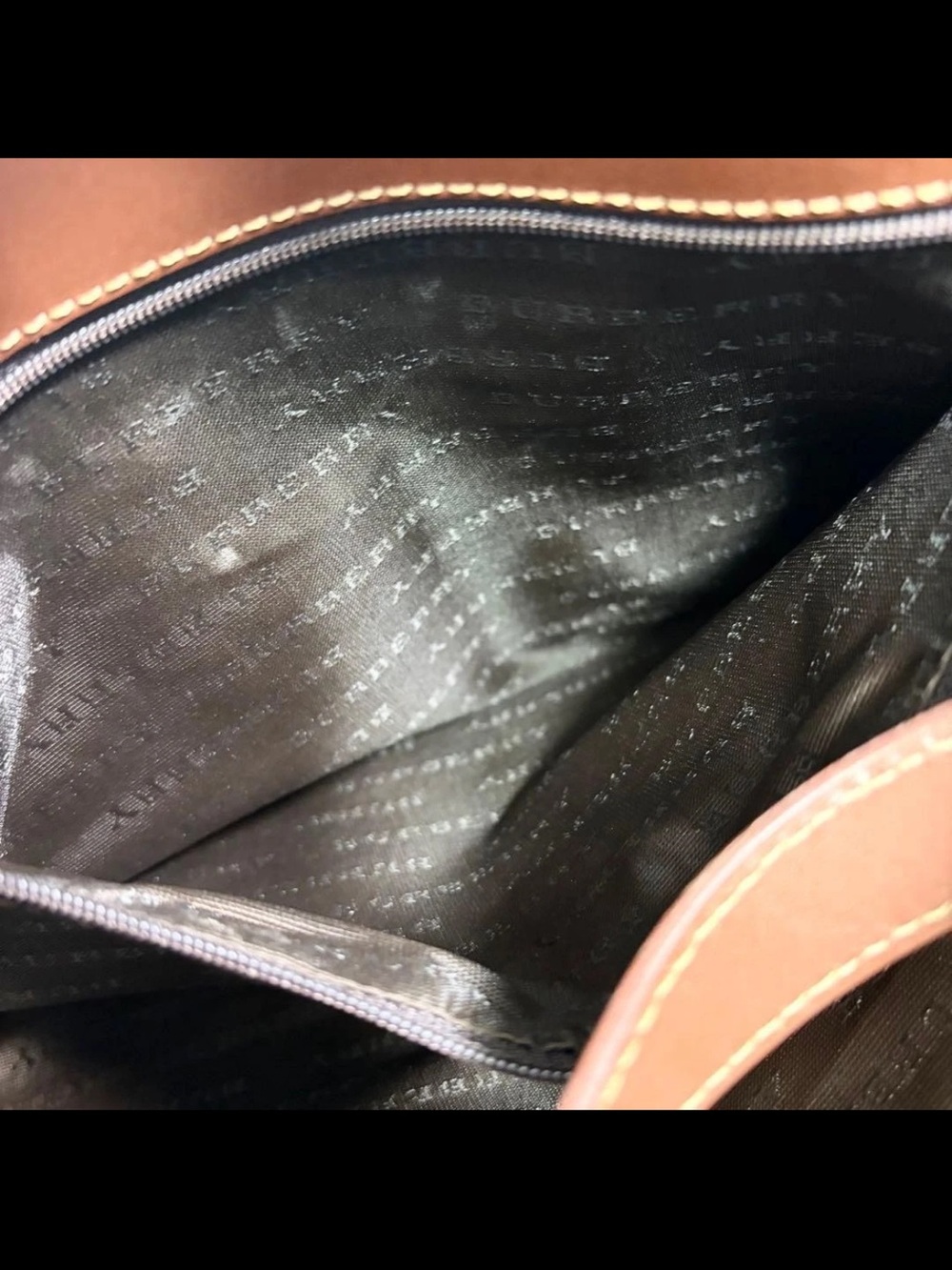 Burberry Beige Check Tote with Brown Leather Handles - Picture 13 of 16